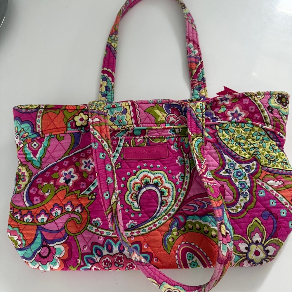 Vera Bradley Pink and Green Paisley Shoulder Bag